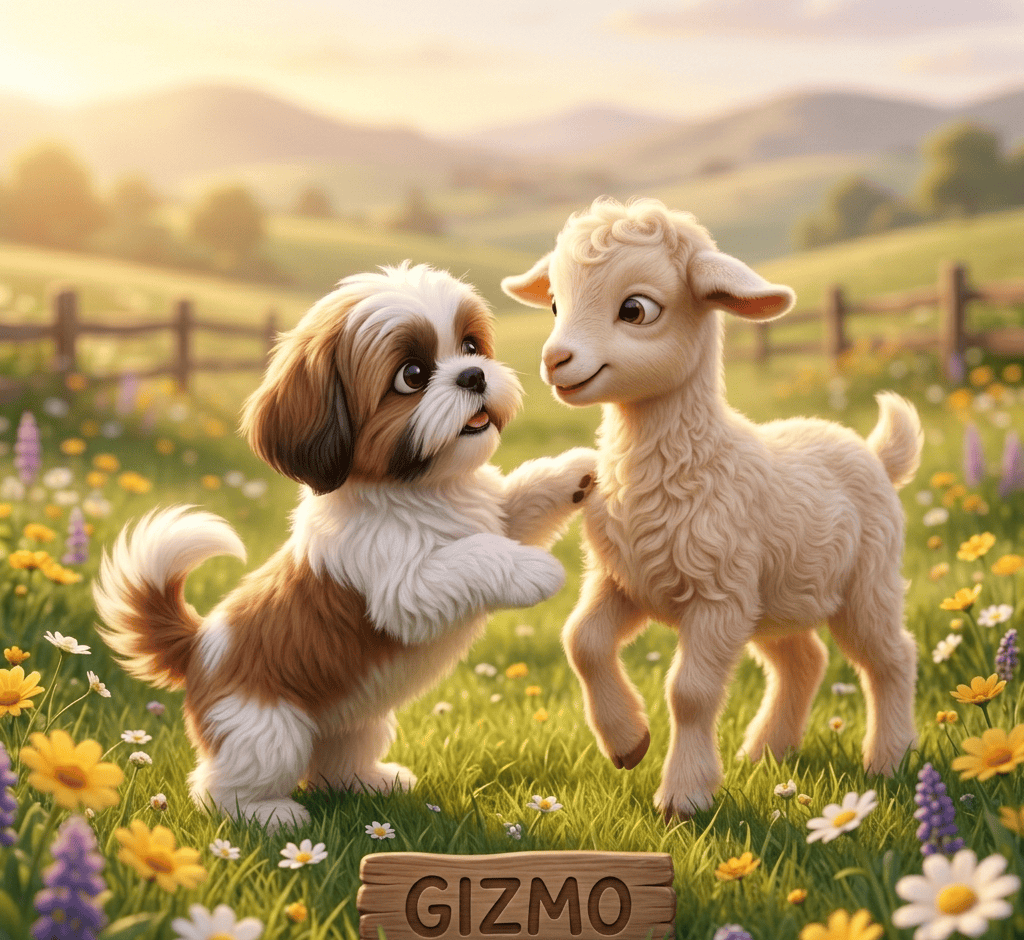 Gizmo the Shih Tzu and a Goat (1)