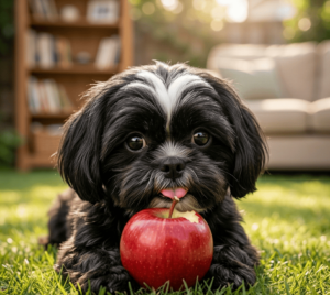 Black beauty eating apple!! #CutenessOverdose!! (1)