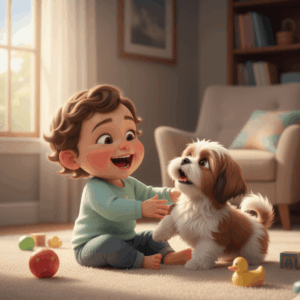 Baby playing with his shih tzu (1)