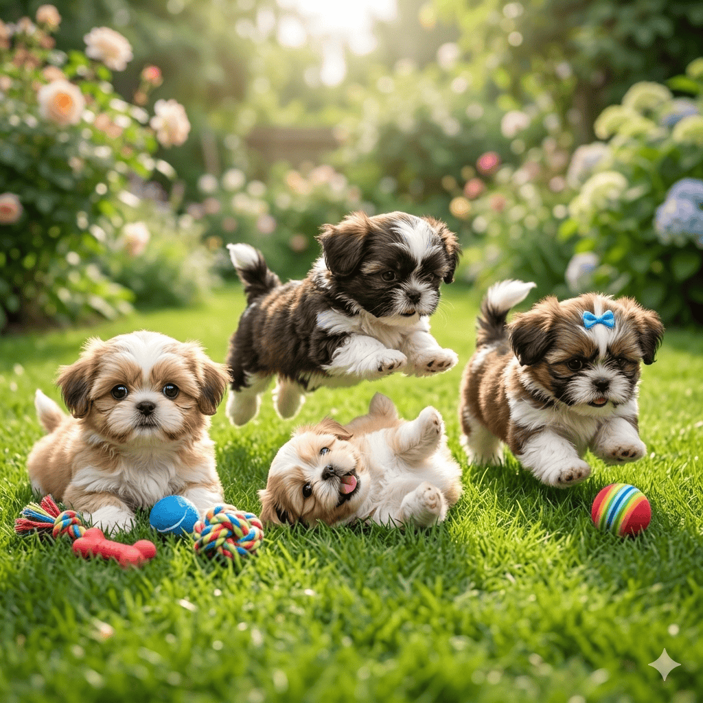 4 Adorable Shih Tzu Puppies So Playful (1)