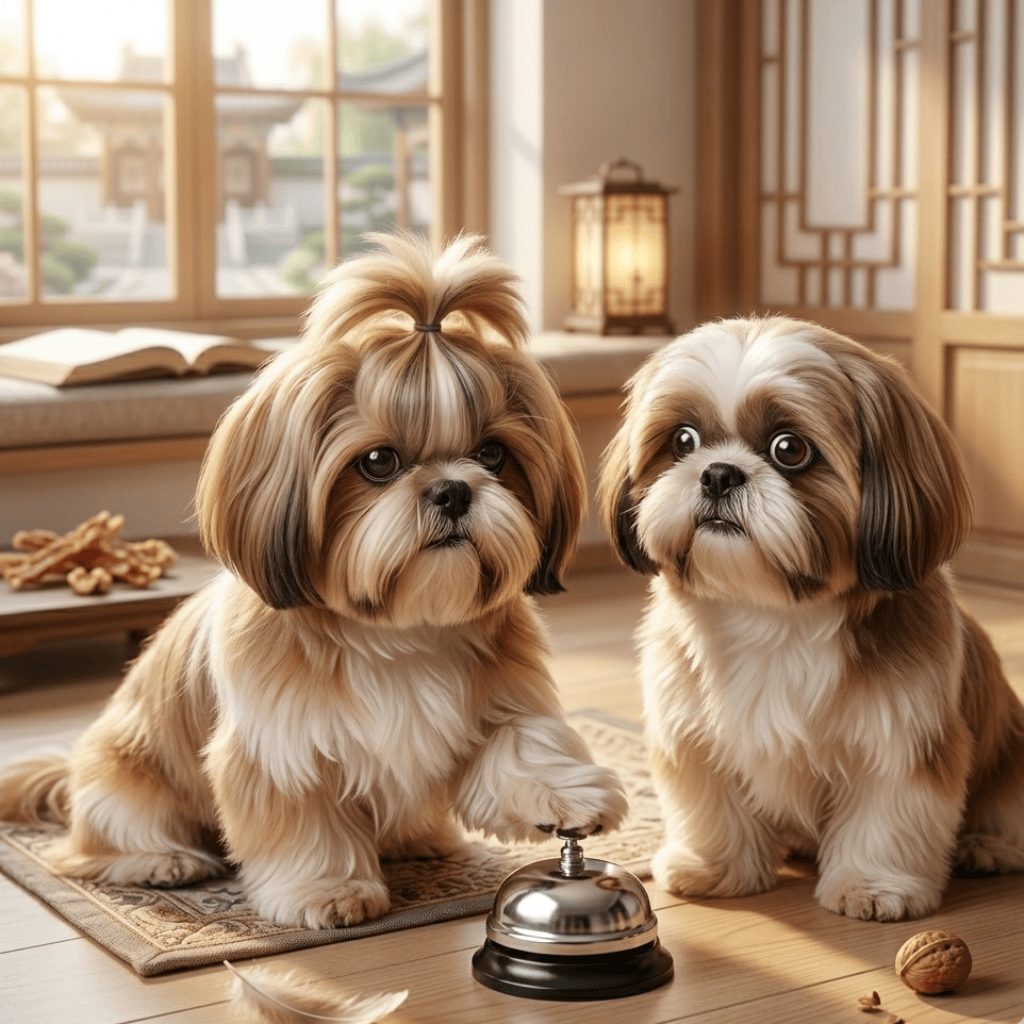 Shih Tzu – Furry Duo Practice Ringing The Call Bell (1)