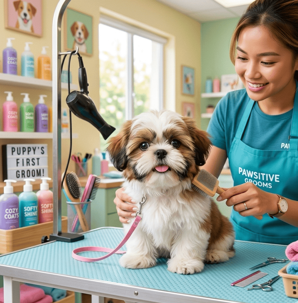 PetGroooming – Shih Tzu Puppy First Time at Grooming Salon (1)