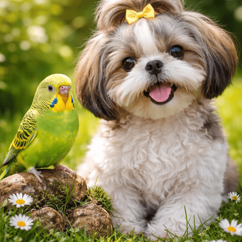 bird Cleo and our Shih Tzu Abba (2)